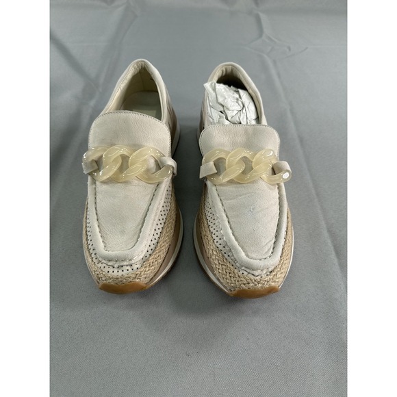 Dolce Vita Jadah Shoes Womens Size 8 Ivory Nubuck Chain Platform Loafers Slip On - Picture 2 of 11